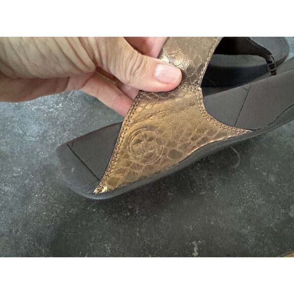 FitFlop Lulu Snake Bronze Womens Size 7 Slides Slipper Flip Flop Thong Sandals - Picture 5 of 6